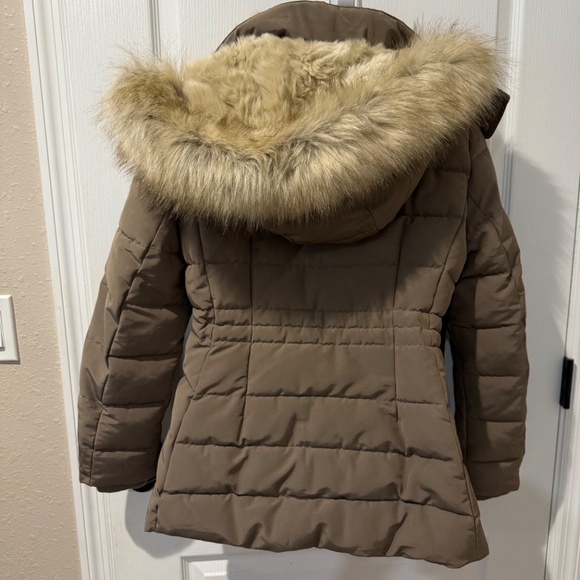 Zara Mink Taupe Fur Lined Hooded Puffer Jacket NWOT Med - Picture 9 of 13